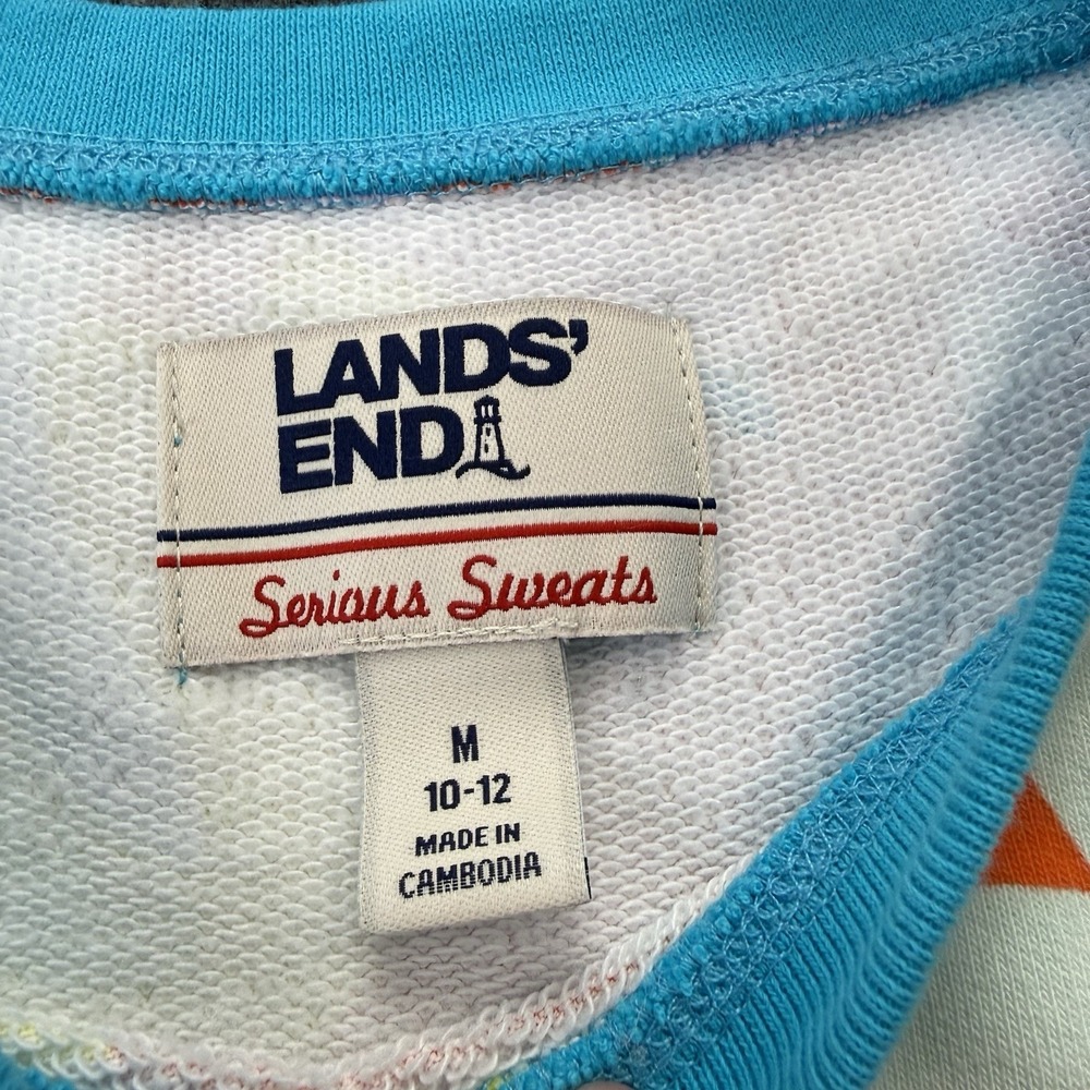 Lands' End Serious Sweats Colorful Floral Print Long Sleeve Sweatshirt M 10/12 - Picture 7 of 9
